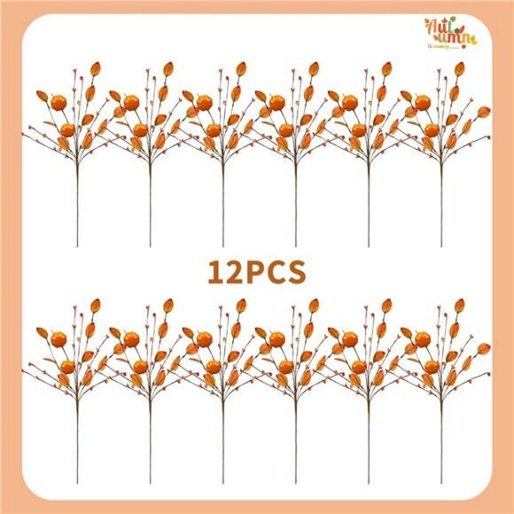 12pcs artificial fall picks berry stems pumpkin autumn centerpiece thanksgiving - Picture 5 of 8